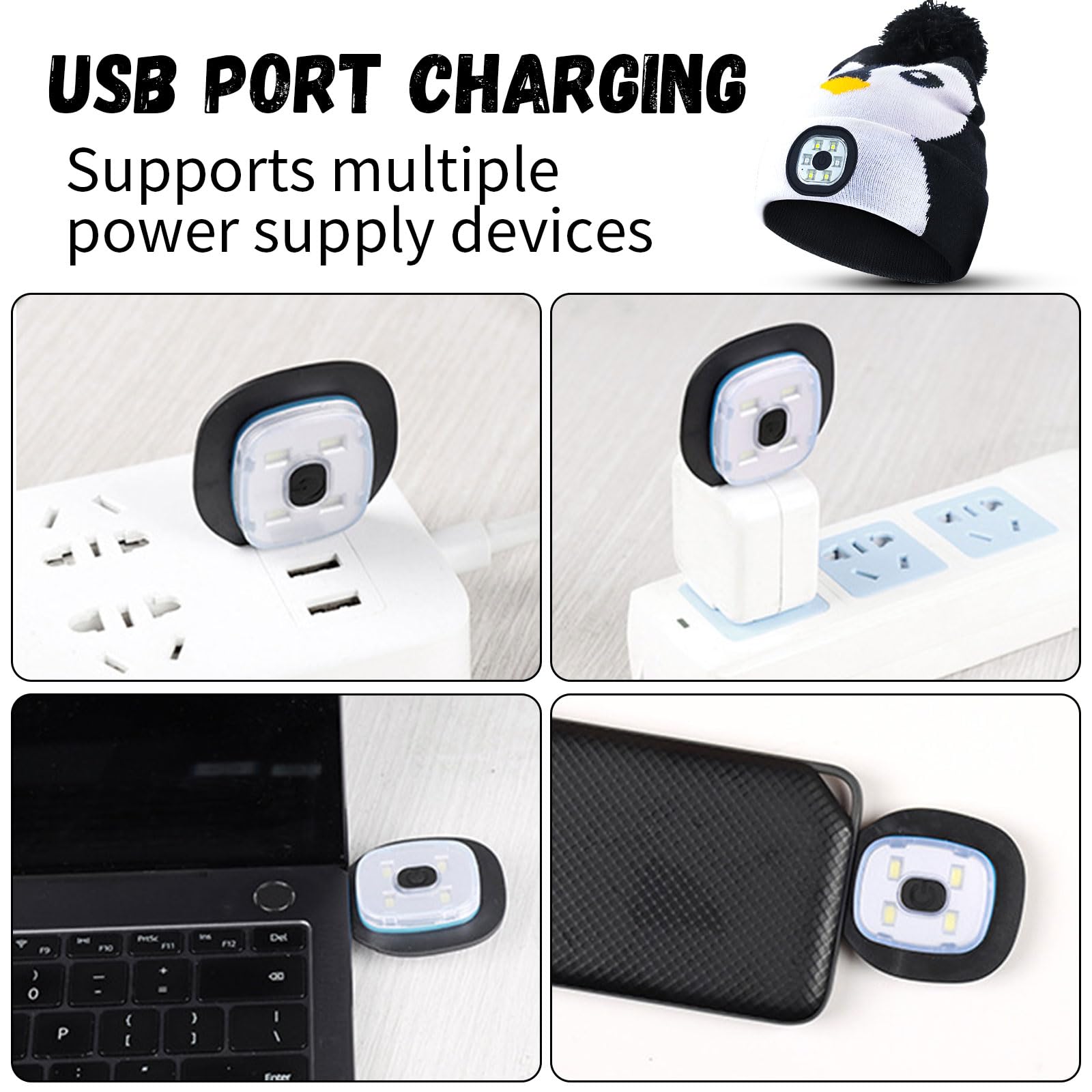 Dziecięca czapka zimowa, czapka zimowa, czapka LED, ładowana przez USB, ocieplacz na zimę, pomysł na prezent na Boże Narodzenie, dla chłopców i dziewczynek, czapka z dzianiny