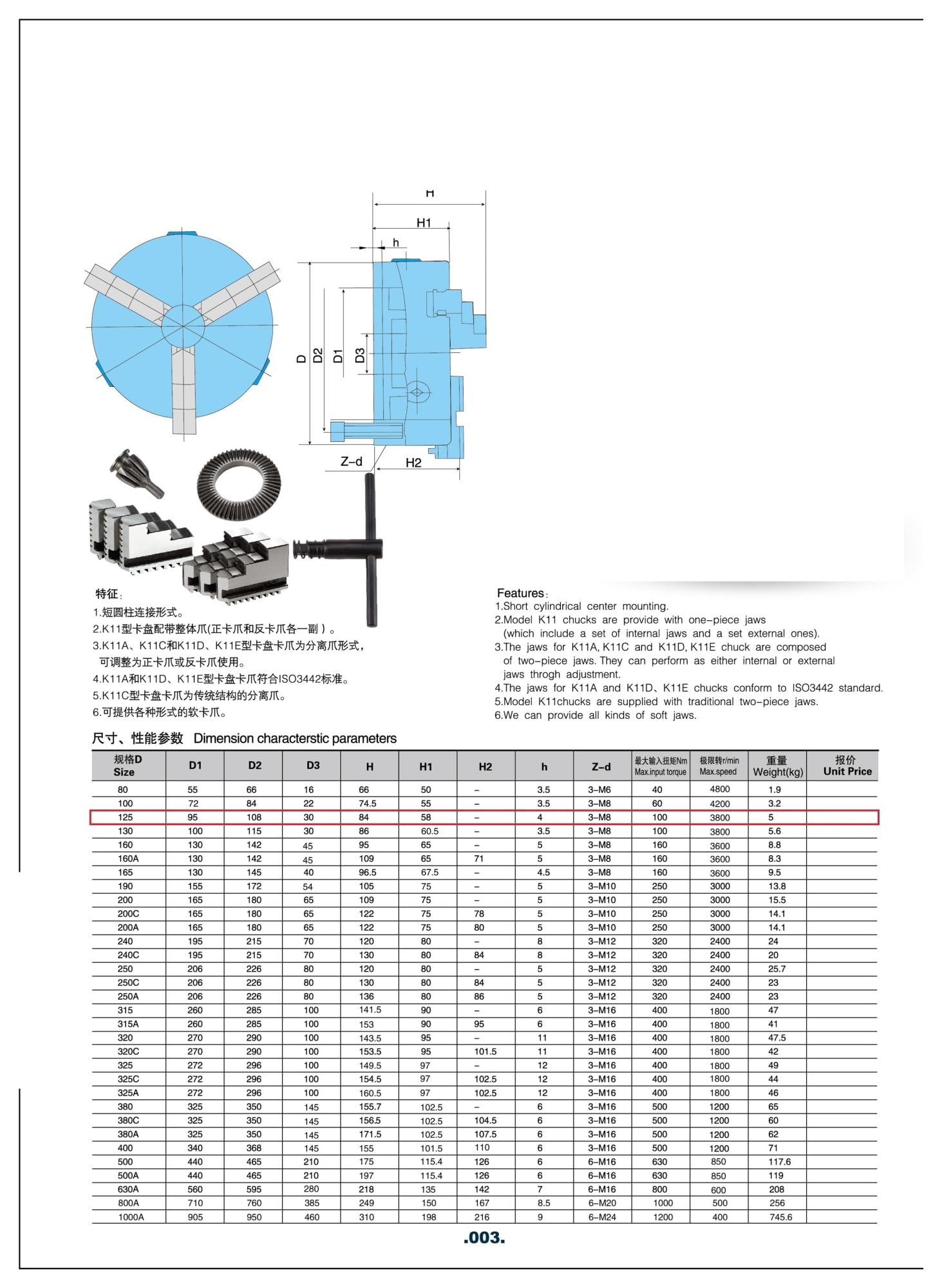 Uchwyt 3-szczękowy 125 mm, mały uchwyt tokarski z mocowaniem przednim, 3 otwory K11-125, ręczny uchwyt metalowy, uchwyt spiralny do mini tokarki WM210V