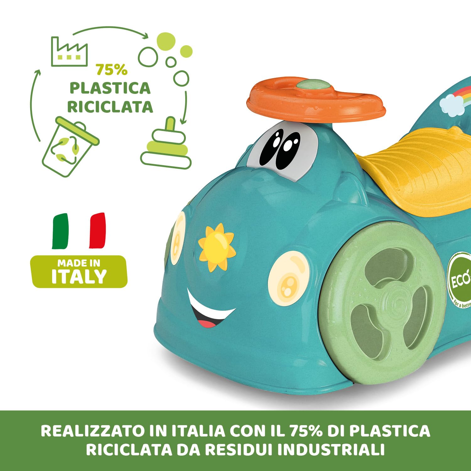 Chicco All Around Eco+ Acquamarina, Macchina Cavalcabile per Bambini Plastica