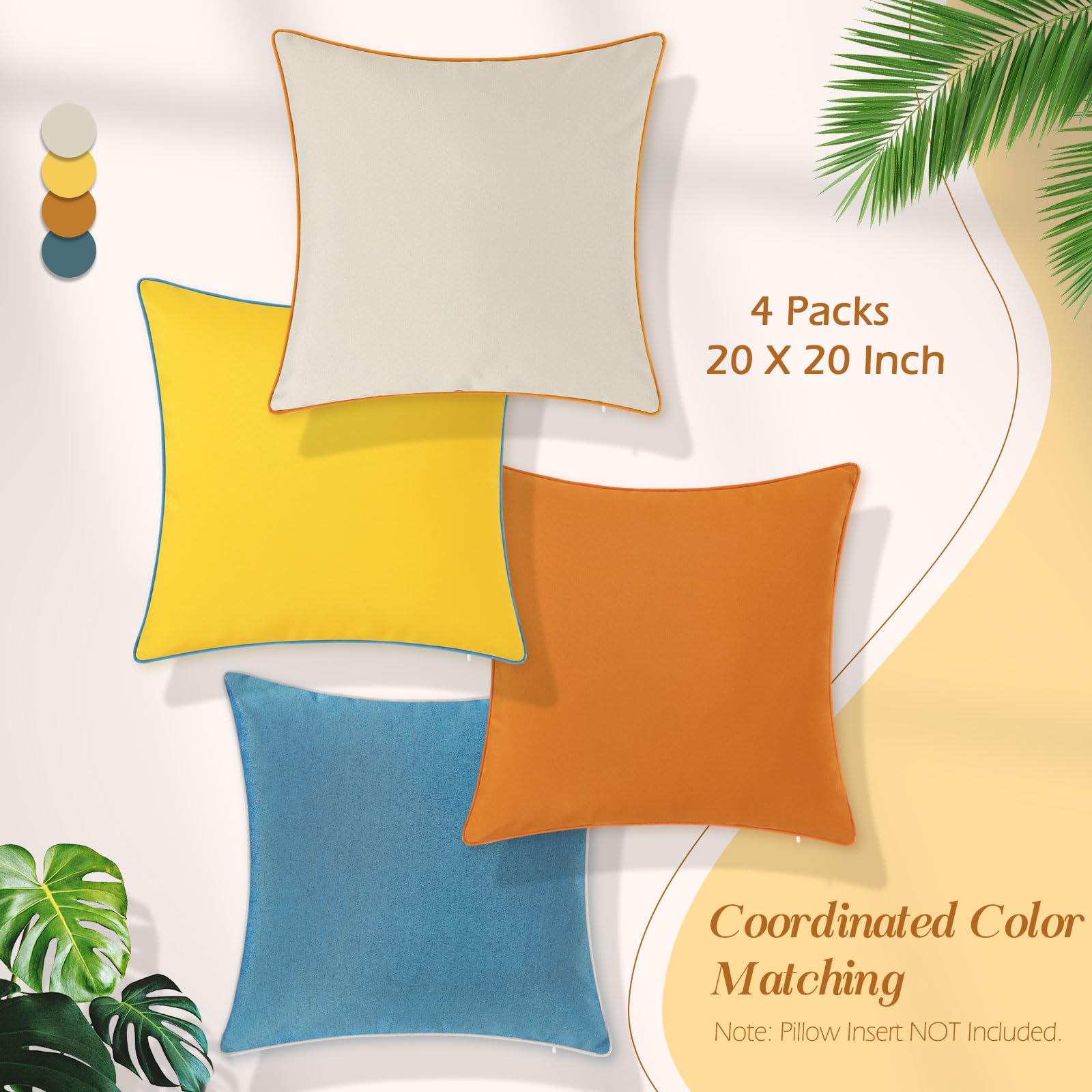 Patio Cushion Covers Lewondr Outdoor Throw Pillow Covers 20u00d720