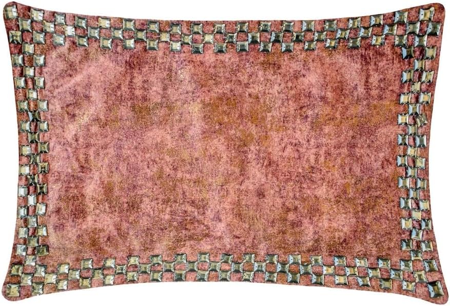 The HomeCentric Decorative Oblong Pillow Cover Rust, 12"x20" (30x50 cm) Velvet Gold Foil Textured, Crystal Embroidery Cushion Covers for Sofa, Couch, Bed and Patio, Abstarct Modern - Crystal Rust