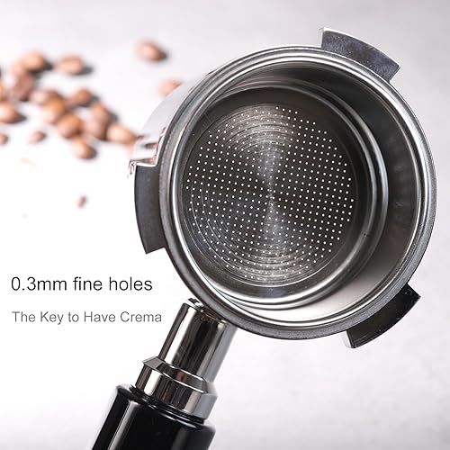 Portafiltro sin fondo de 2.008 in 3 orejas solo compatible con Delonghi Dedica EC680/EC685 | Cesta de filtro 0.012 in Pores