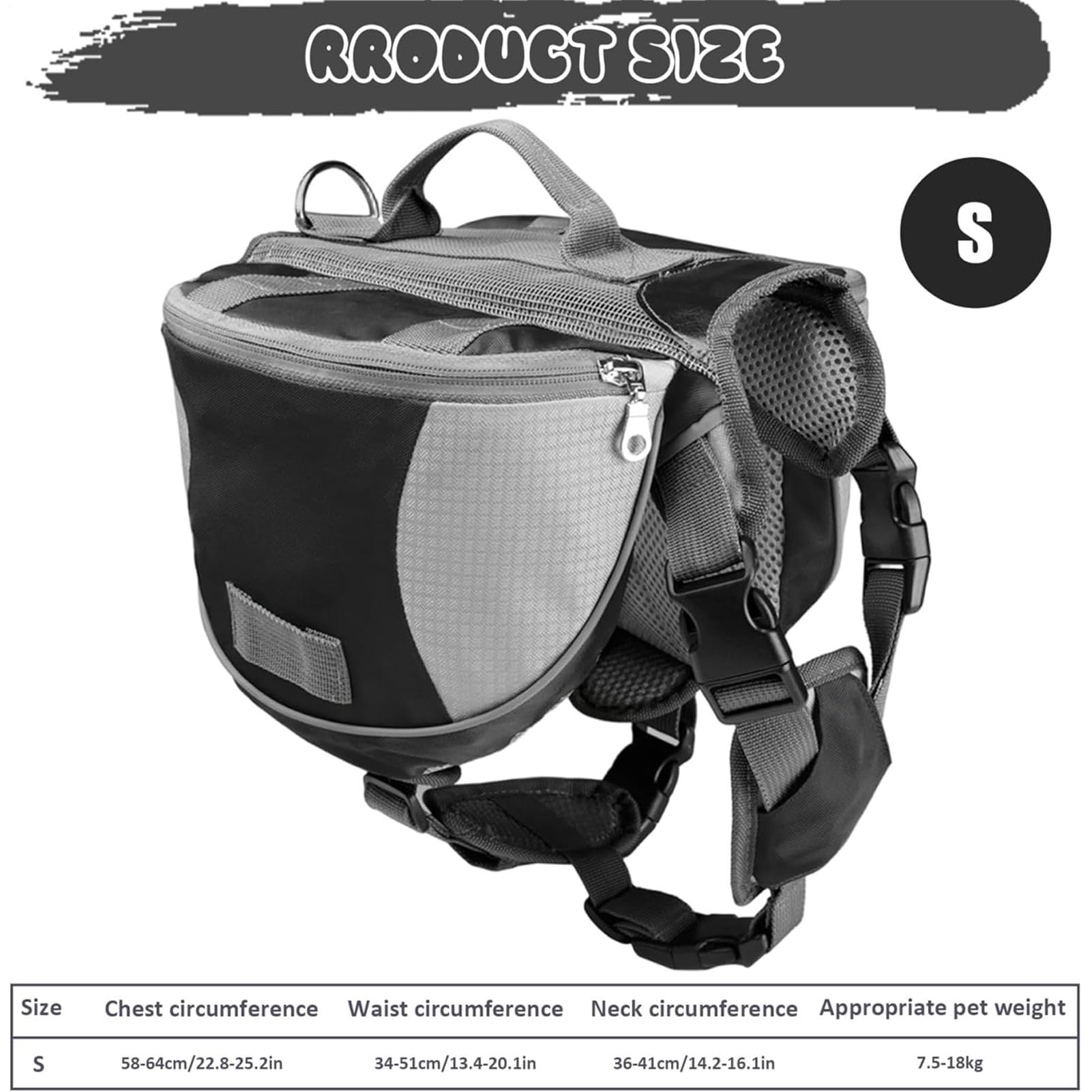 Mochila de Senderismo para Perros, con Bolsillos Laterales Y Suministros Ajustables, Arnés de Senderismo para Perros, para Compras Diarias Viaje Urbano Transporte Coche Transporte Público
