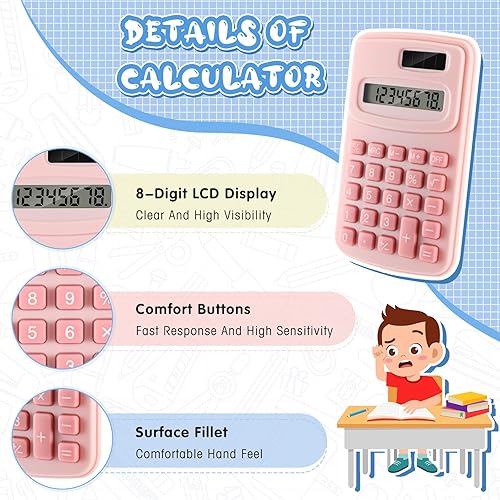 Miniatura 2 de LEIFIDE Paquete de 24 calculadoras de bolsillo, calculadora básica de 4 funciones, pantalla de 8 dígitos, funciona con pilas para escritorio, hogar,