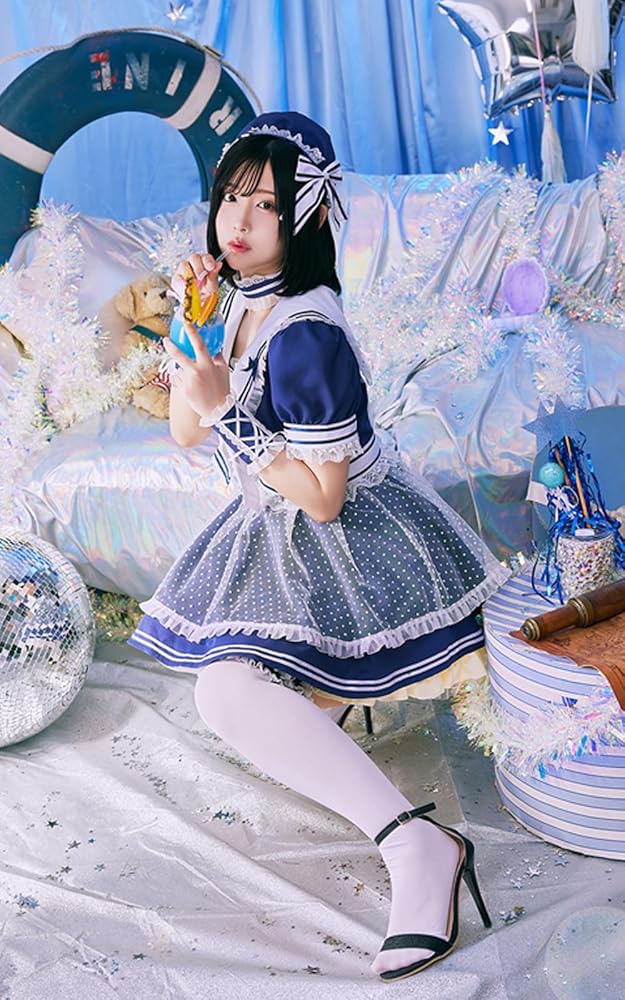マリームーン　マリンコス　セーラー服　メイド　夏　水色　青　レディース マリームーン マリンコス セーラー服 メイド 夏 水色 青 レディース