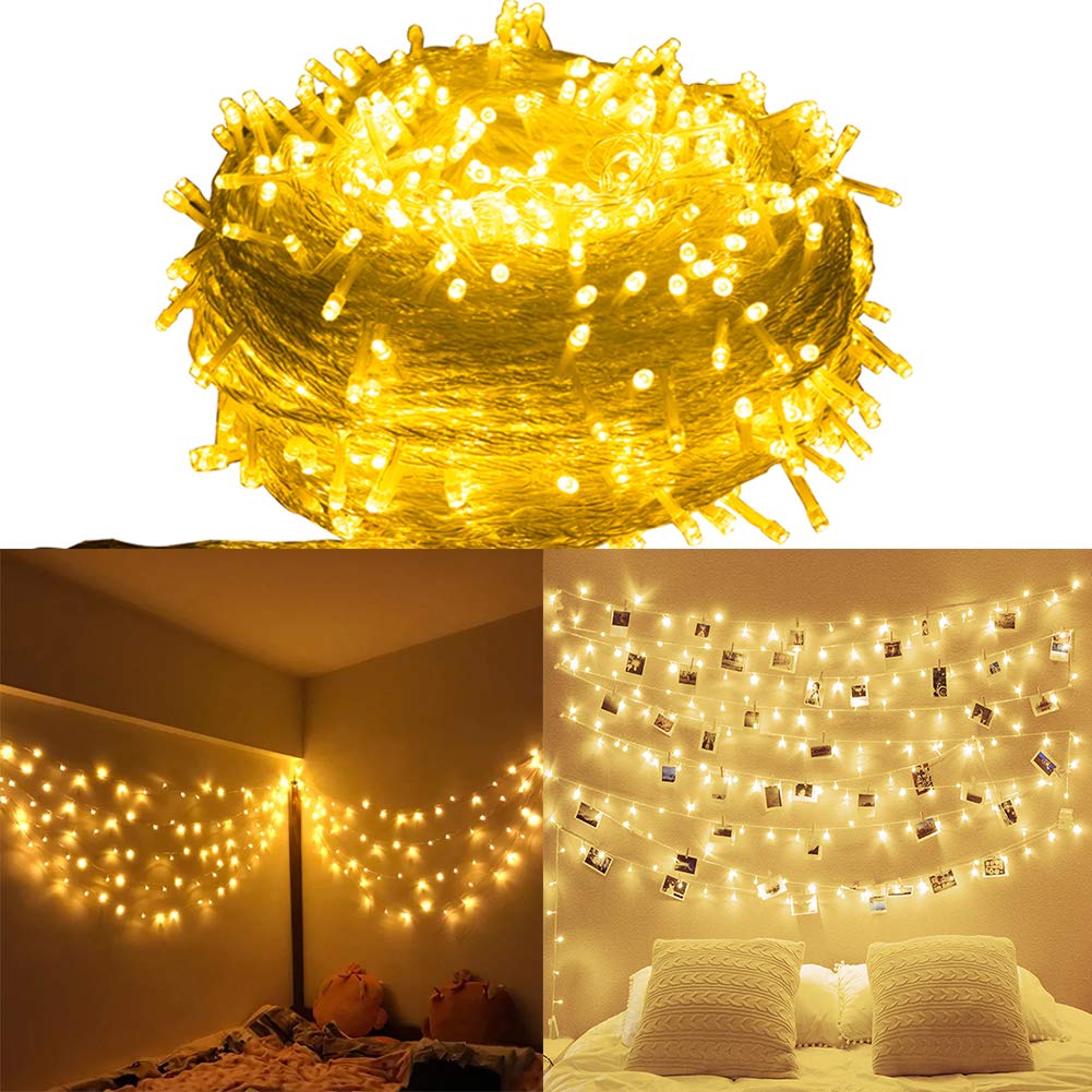 MOVEONSTEP Luci Natale Esterno Interno 300LED 33M Luci Albero di Natale Catena Luminosa Esterno Luci LED Natalizie per Albero di Natale con 8 Modalità IP44 Impermeabile-Bianco Caldo
