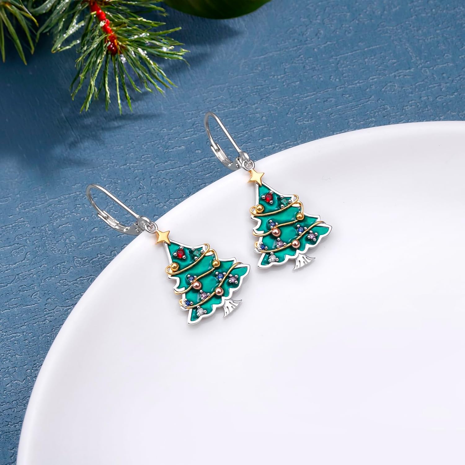 Apple Drop Dangle Earrings for Women 925 Sterling Silver Cat Christmas Tree Moon Star Lotus Palm Tree Lighthouse Lever Back Earrings
