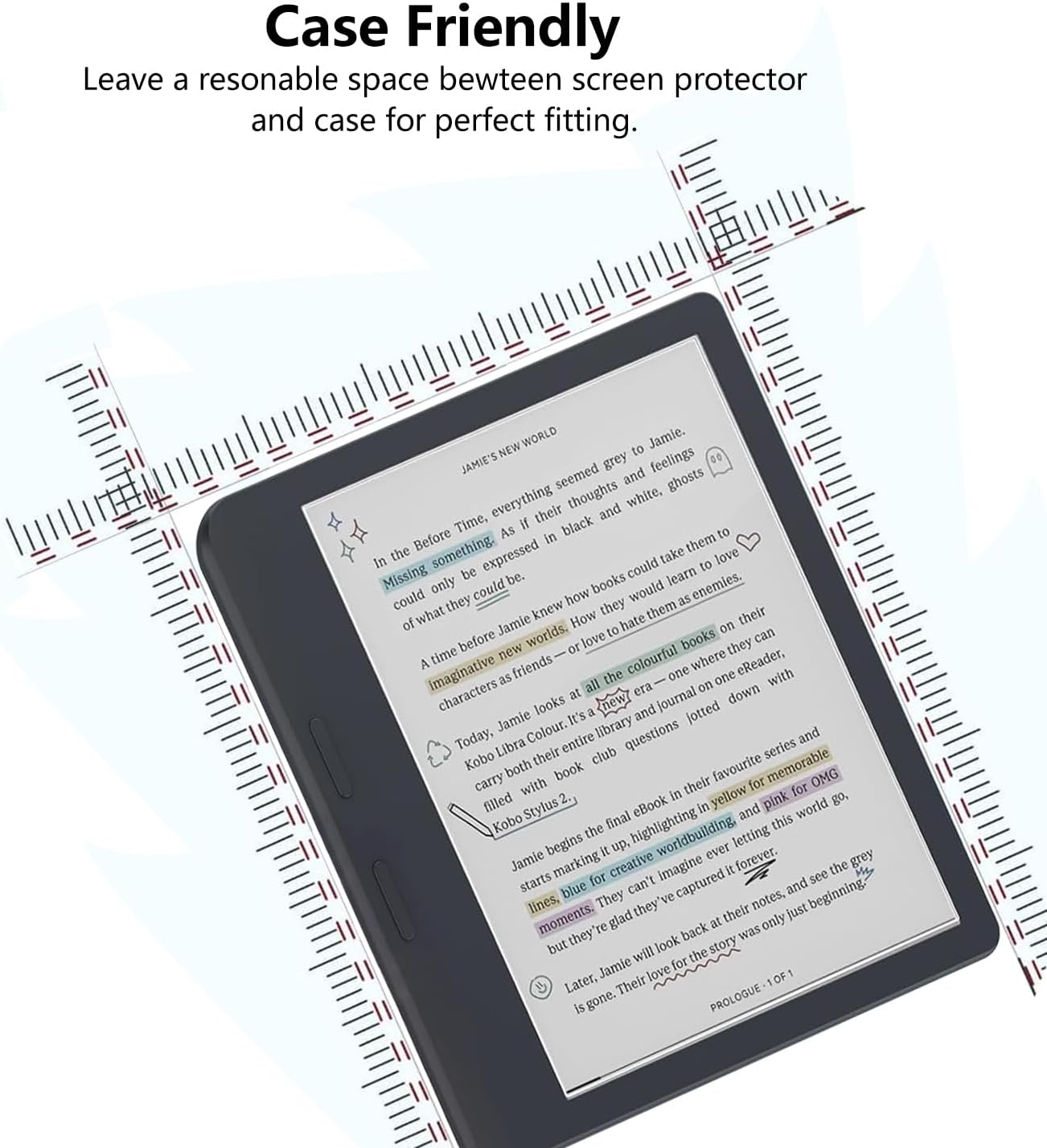 Aircawin Screen Protector for 7'' Kobo Libra Colour 2024/Kobo Libra 2 2021,9H Tempered Glass Film for Kobo Libra Colour 7 inch E-reader,HD Clear,Bubble Free,Scratch-Proof,Case Friendly-2 Pack
