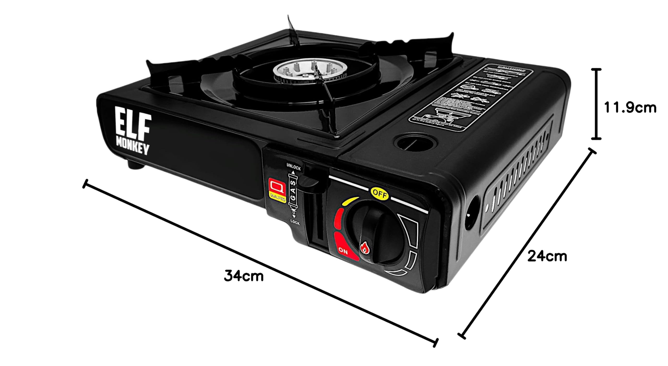 Hornillo de gas para acampada, incluye cartuchos de gas. Cocina de gas con maletín de transporte: con 4 cartuchos de gas
