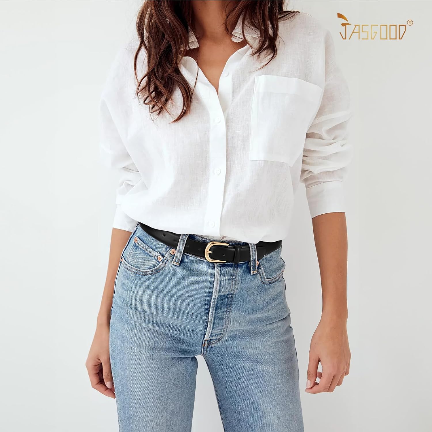 JASGOOD Leather Belt Women Belts for Jean Pants with Gold Buckle Fashion Ladies Waist Belt - Image 4