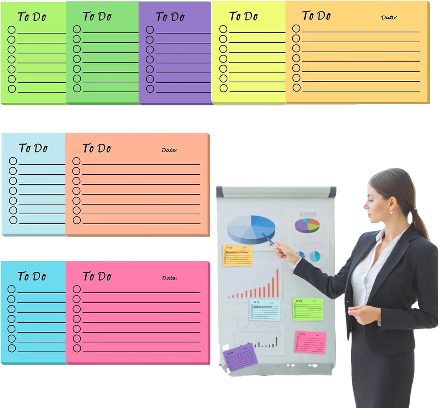 9 Pack Adhesive Memo Sticky Notes Notepad,450 Sheets SelfStick to Do