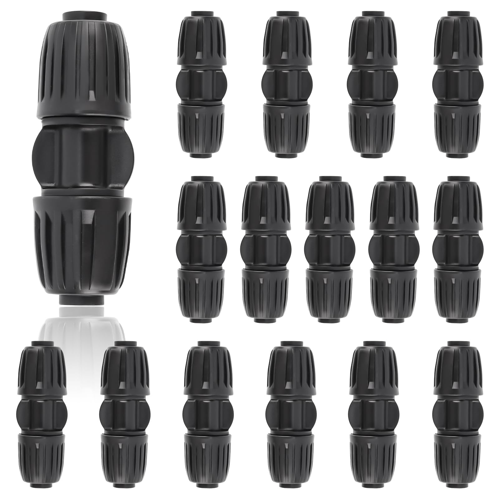 TOROKOM Drip Irrigation Fittings 1/2" Irrigation Tubing Coupling Lock Barbed Coupling for Drip Irrigation Tubing Anti-Drop Irrigation Coupling for Garden Drip Irrigation Parts(15Pcs)