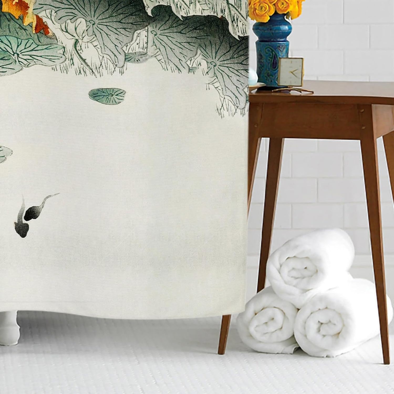 Nature Shower Curtain, Plant Bathroom Decor, Shower Curtain, Nature Art, Artistic Bathroom Decor Artwork with Hooks 55x104in(WxH)/140x265cm