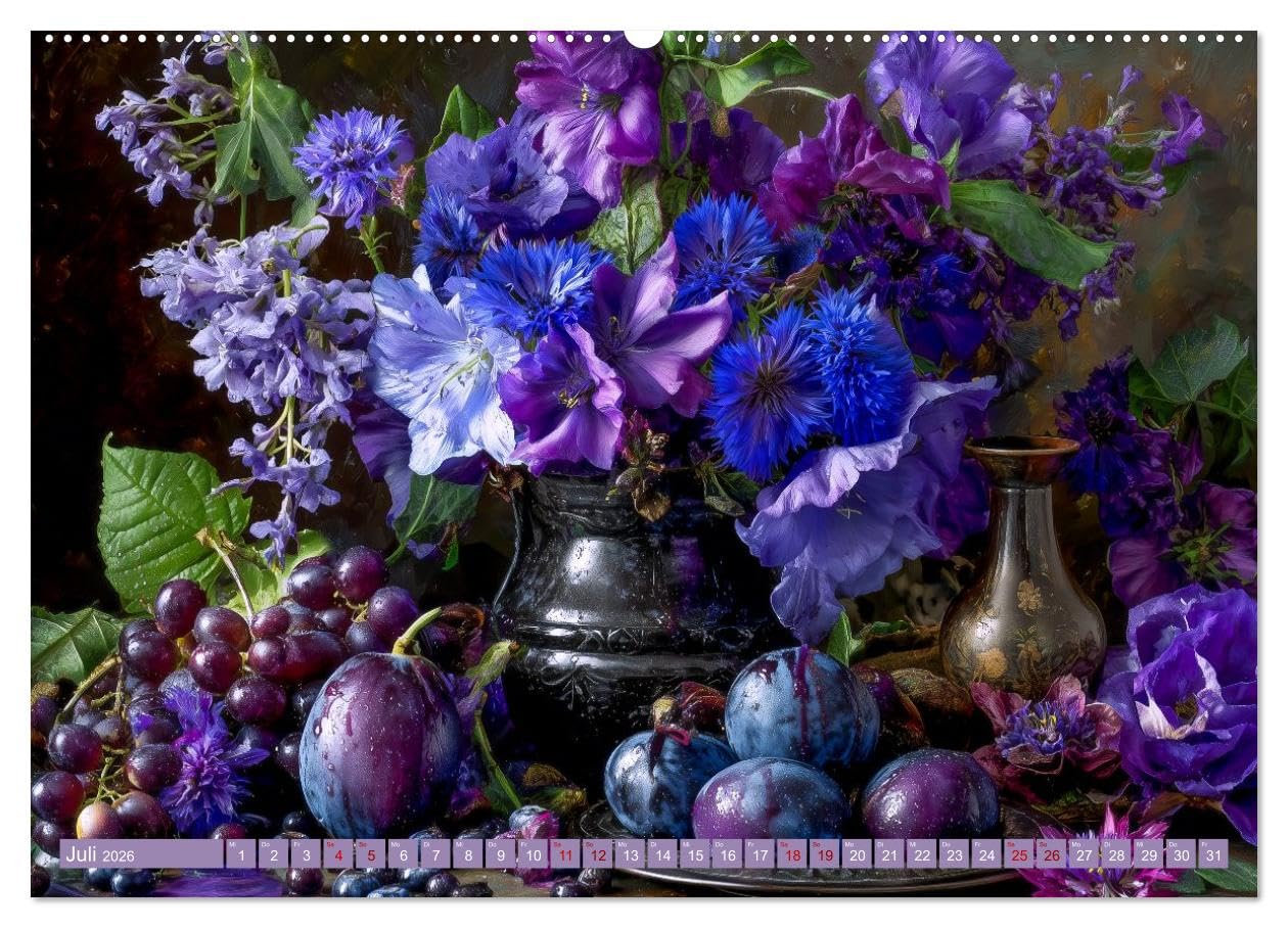 Bloom und Bite. KI mixt Blumen, Obst und Gemüse (hochwertiger Premium Wandkalender 2026 DIN A2 quer), Kunstdruck in Hochglanz: Künstliche Intelligenz ... und digitaler Kreativität. (CALVENDO Kunst)