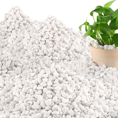 Mulctun 45LB Natural White Rocks, 1/4"-3/4" Garden River Rock,Decorative Pebbles
