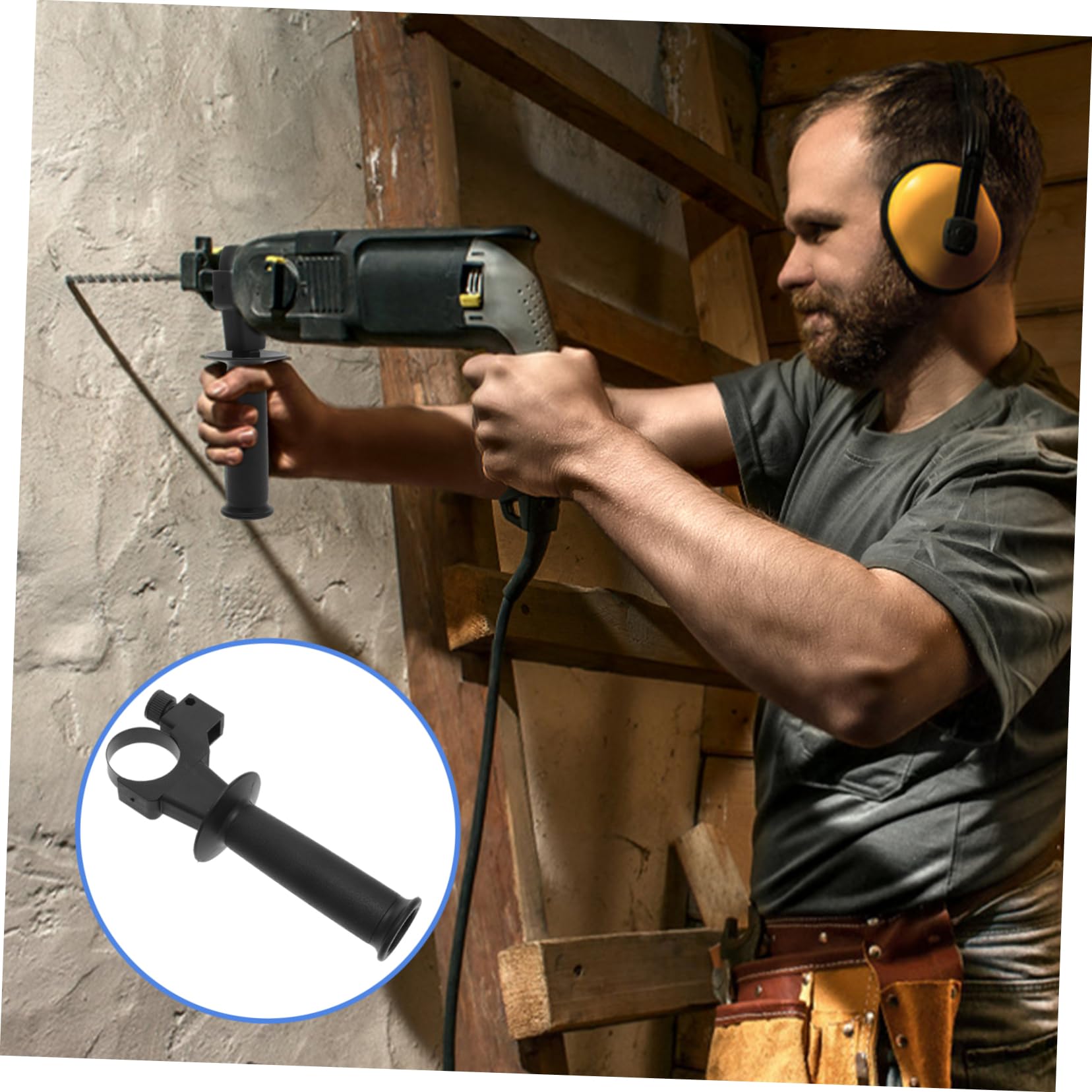 ARTIBETTER Black Handle Grip Tool Sturdy Side Grip Plastic Plastic Impact Drill Grip