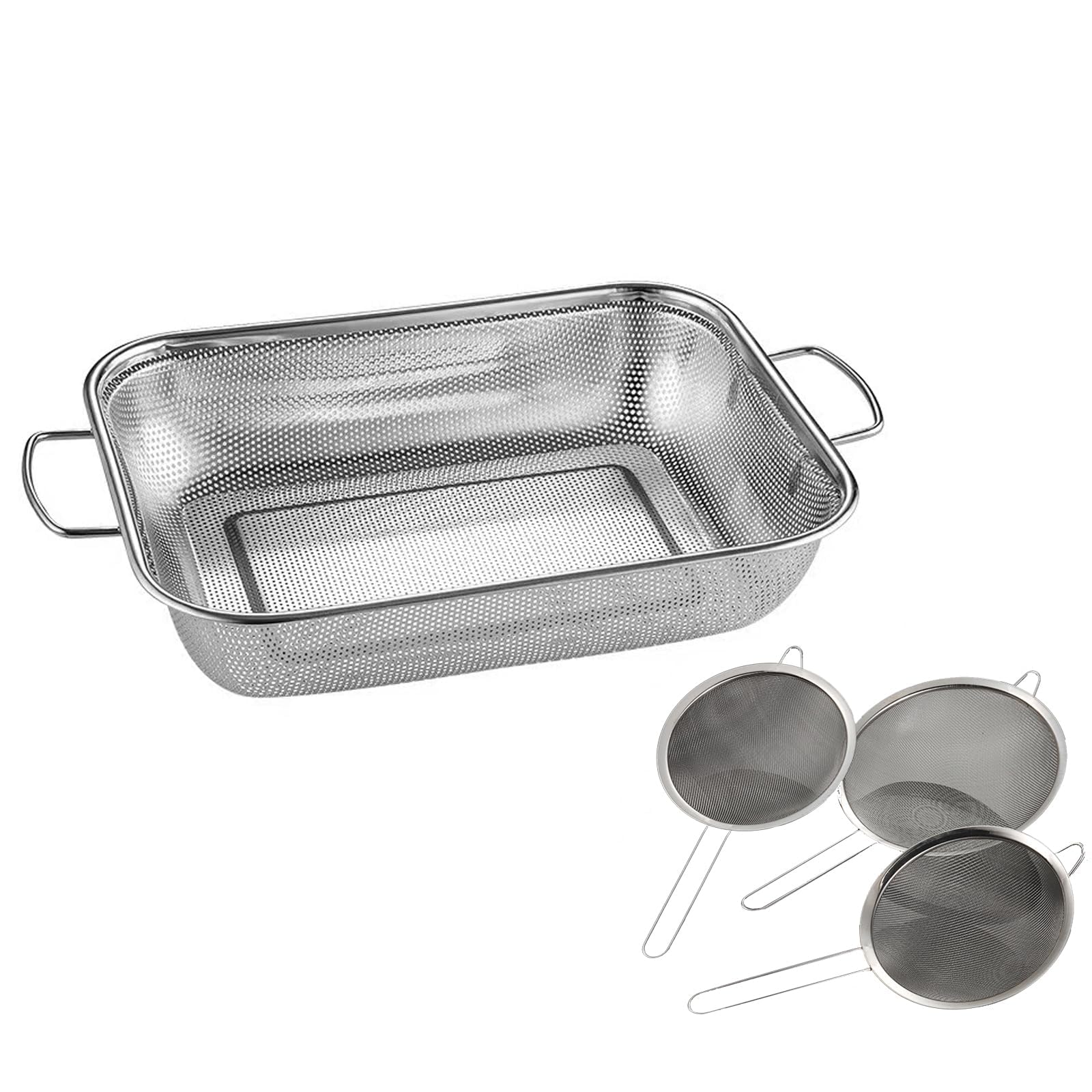 Escurridor de fregadero, cesta de cocina extensible con cestas coladoras de acero inoxidable para lavar frutas y verduras, secar platos y almacenamiento
