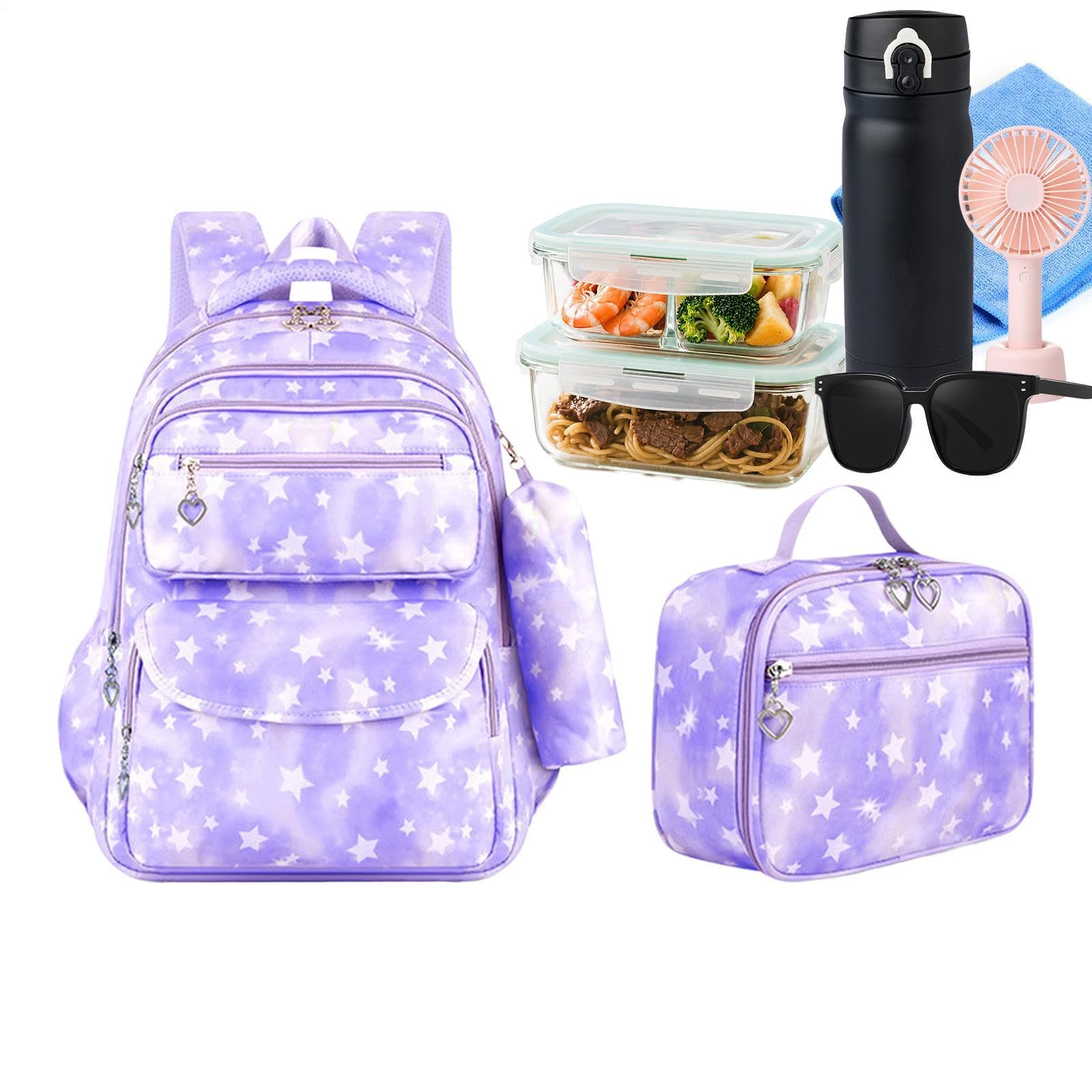 Zaino scolastico ergonomico per ragazze, grande borsa per il pranzo impermeabile, , Siehe Beschreibung, Vedi descrizione | Borsa per la scuola per il pranzo, borsellino, borsa per bagagli, scuola elementare