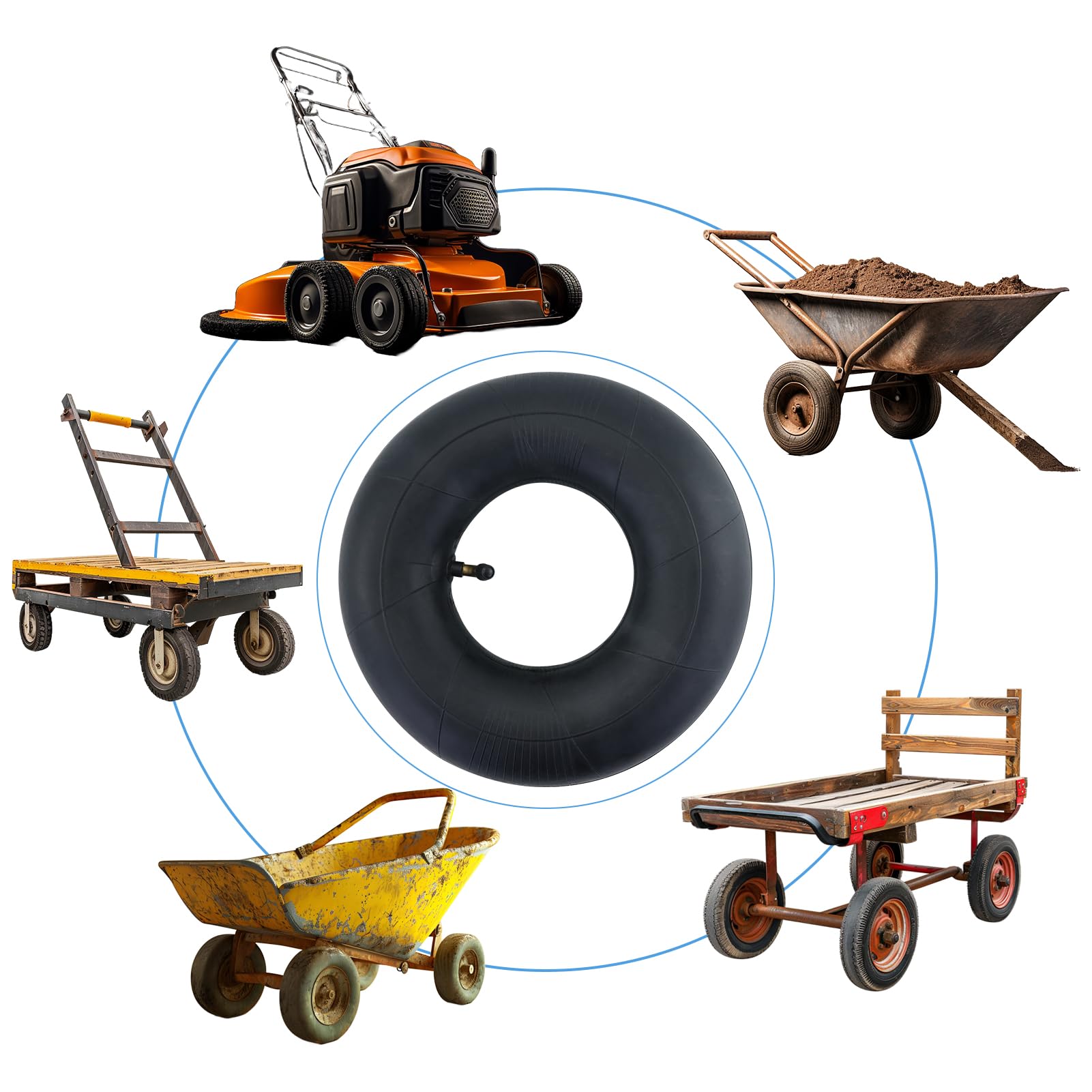 2 Camere D'Aria 4.10/3.50-4 Per Carriole E Carrelli - Valvola Angolata TR-87, Max 30 PSI, Gomma Resistente - Foto 2