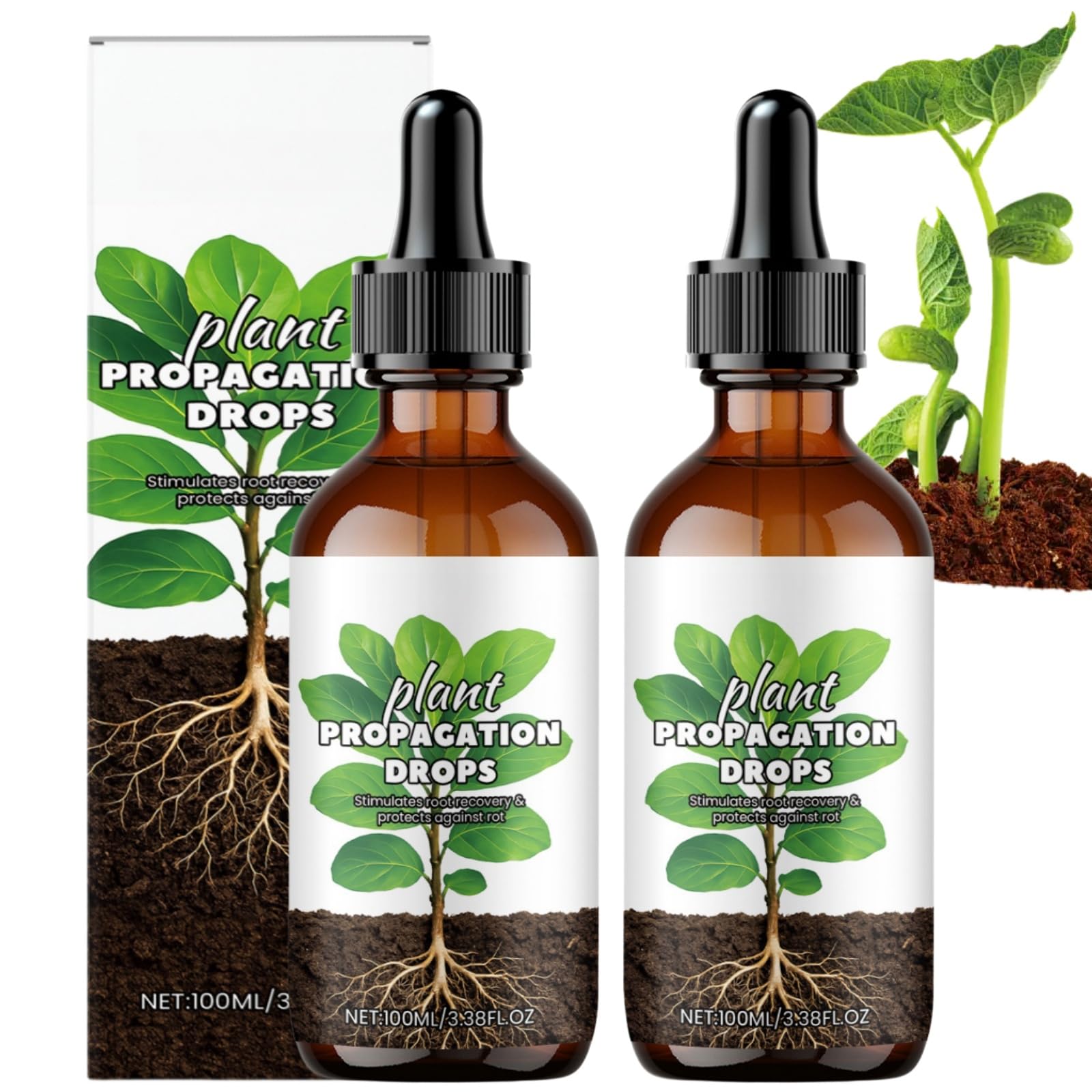 2pcs Rooting Hormone for Cuttings,Rooting Powder & Gel,Liquid Fertilizer Drops for Strong Roots,Plant Propagation Buddy & Prop Drops to Root Grow,Fertilizer Drop For Plant Healthy,Propagation Promoter