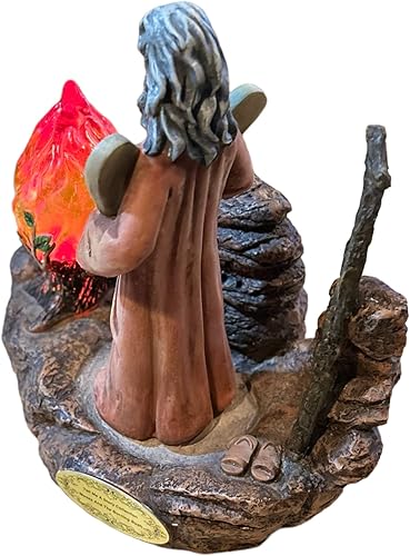 Miniatura 4 de Moisés hablante y la zarza ardiente sosteniendo los diez mandamientos regalo religioso, gran herramienta de enseñanza bíblica, decoración cristiana.