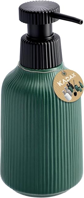 KADAX Soap Dispenser with Pump, Ceramic Matte Lotion Dispenser for Liquid Soap, Refillable Soap Bottle, Capacity Dispenser for Bathroom, Kitchen, Liquid Soap Dispenser, Soap Jar (green)
