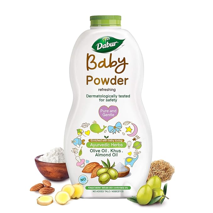Dabur Baby Powder: Talc and Asbestos Free | With Oat Starch, Arrowroot Powder & Amba Haldi | Hypoallergenic & Dermatologically Tested with No Paraben & Phthalates – Pack of 300 g at Rs. 187