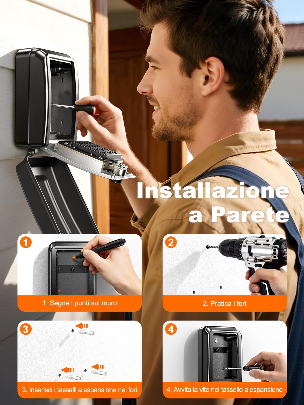 ISEYOU Key Box, Cassetta Chiavi con Codice Ripristinabile Muro, Locker Chiavi Combinazione a 12 Cifre da Esterno, Grande Capacità & Resistente alle Intemperie per Casa, Ufficio, Garage, Appartamento