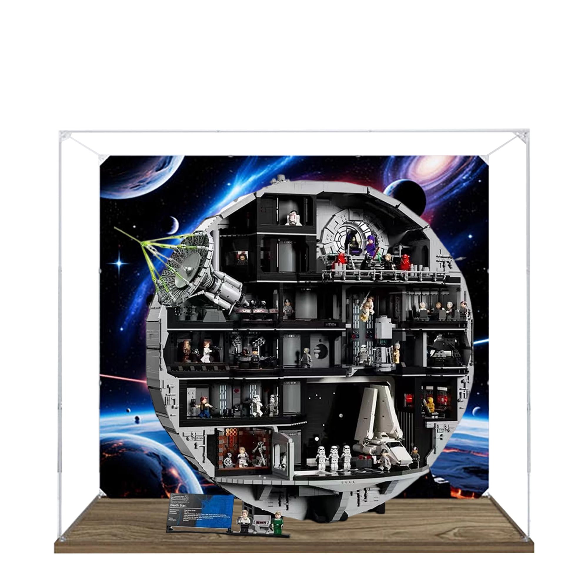 Acryl-Vitrine für Lego 75419 Todesstern-Planetenmodell, 3 mm staubdichte Schaukasten, Vitrine kompatibel mit Lego 75419 (Modell nicht im Lieferumfang enthalten) (Hintergrund 3 mm B)