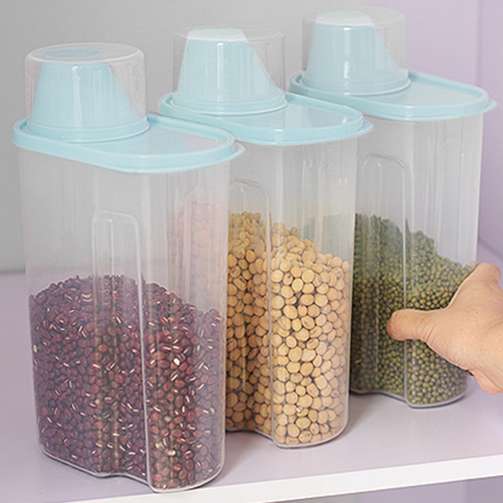 Dokeno 2PCS Contenedor Pienso 2,5 L, Contenedor Comida Perro con Vaso Medidor, Recipientes Herméticos para Comida para Perros, Envase de Plástico, para Cereales, Arroz, Perros, Gatos (26 * 15 * 8cm)