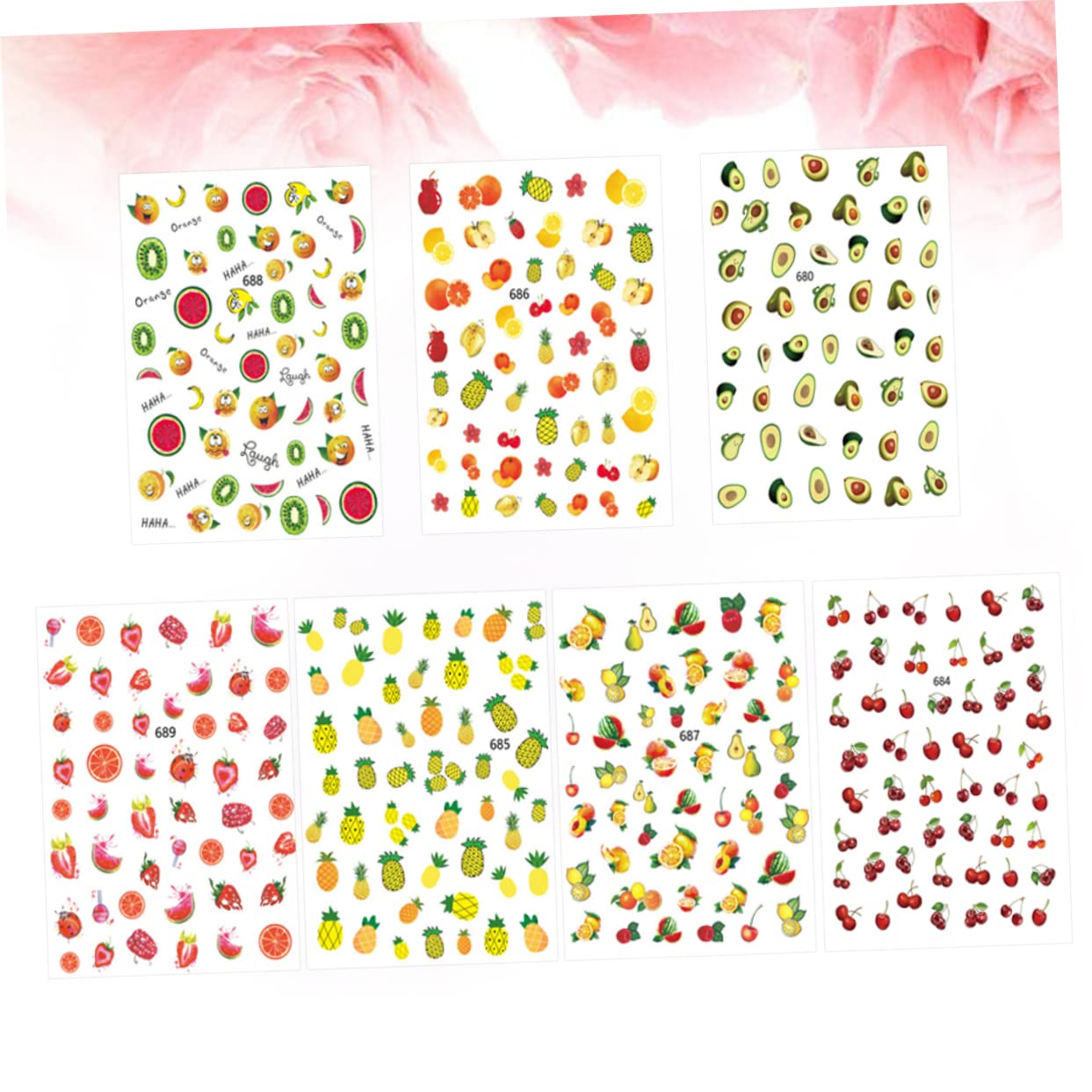 Healeved 36hojas Pegatinas De Uñas De Diseño Frutal De Motivos Cereza Para Decoración De Manicura Patrones Aleatorios