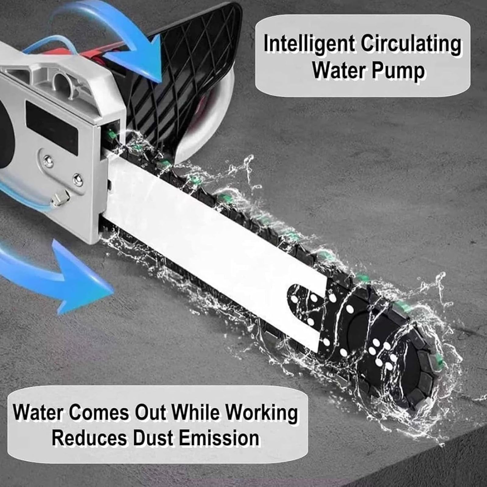 Cortador de cadena eléctrico para hormigón, granito, mármol, 2 cadenas y 2 guías, profundidad de corte de 35/48 mm, suministro automático de agua, 6000 rpm, máquina de corte de pared manual