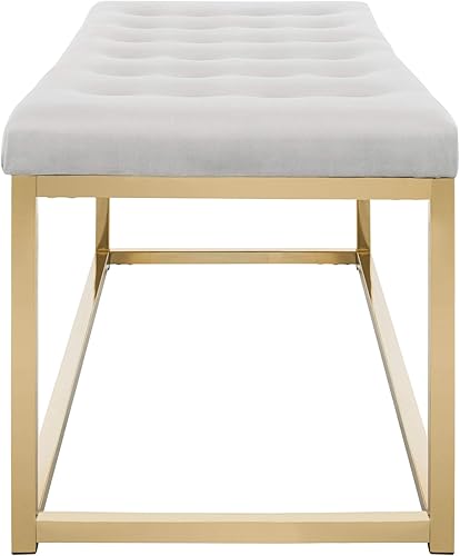 Miniatura 4 de Safavieh Home Reynolds - Banco de terciopelo gris y latón de 48 pulgadas