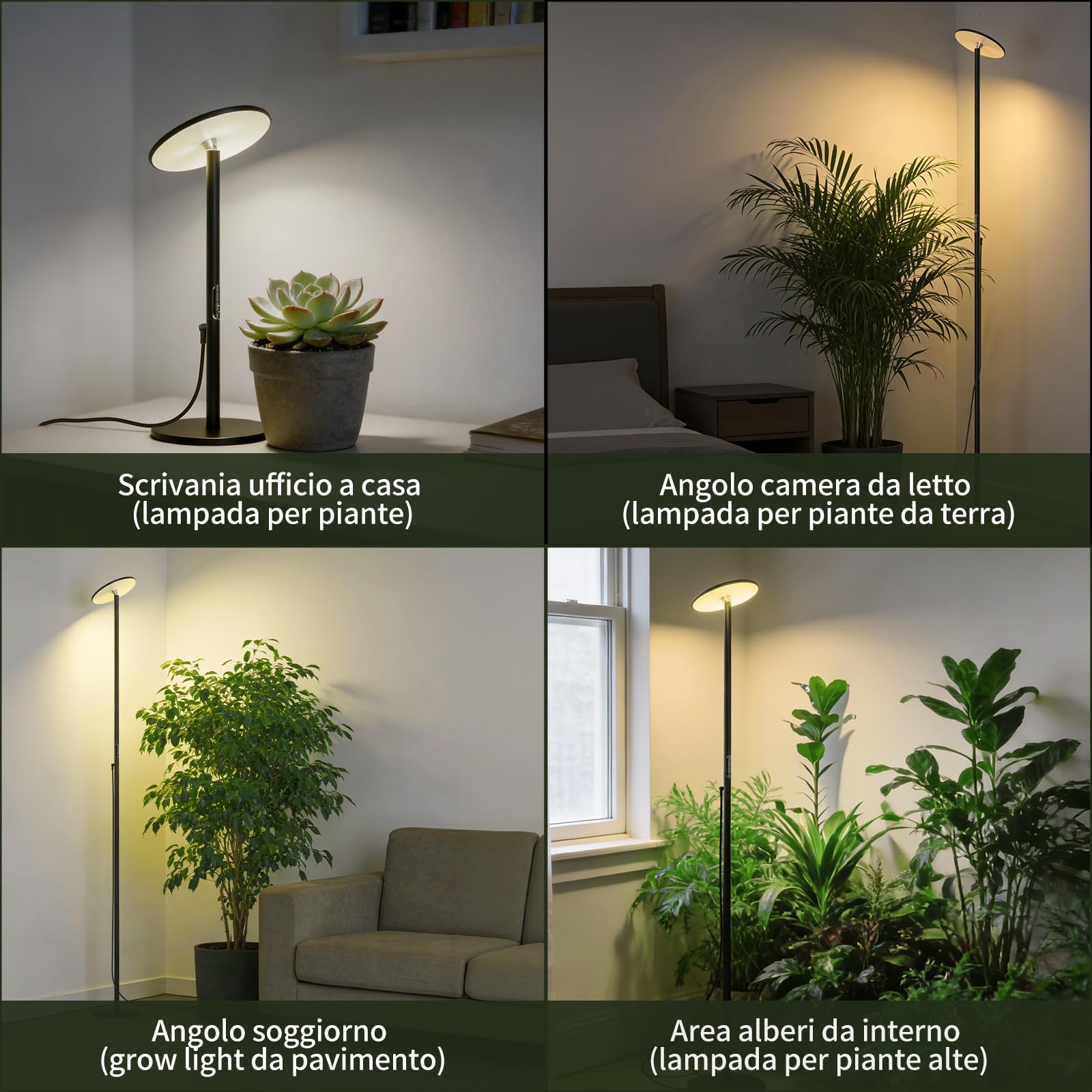 Lampada per Piante da Interno LED 60W a Spettro Completo, Luce per Piante Regolabile 56–216 cm, 10 Temperature 2300K–6500K, Timer 4/8/12H, Dimmerabile, Telecomando