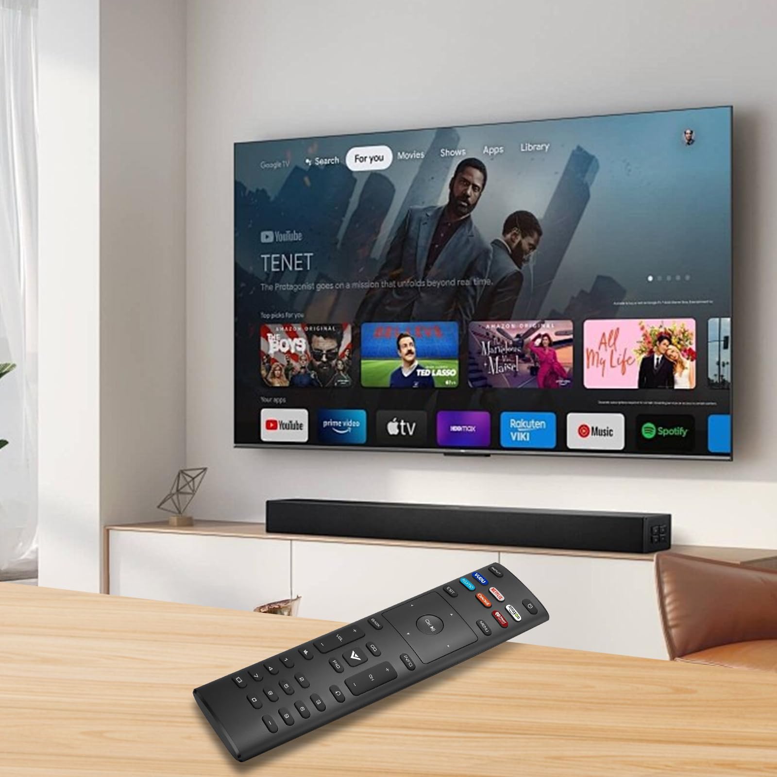 Paquete de 2 controles remotos para Vizio Smart TV con funda protectora (negro oscuro)