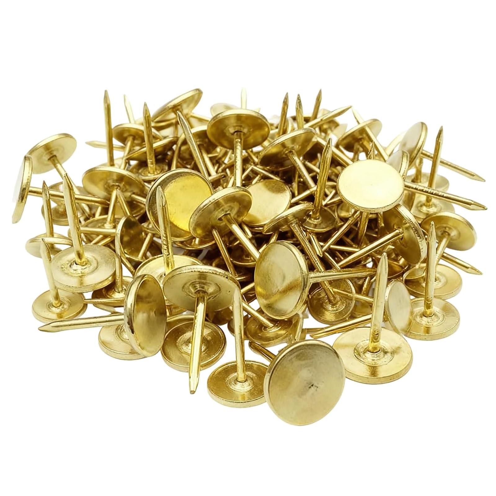 120pcs Brass Drawing Pins,11mmx17mm Flat Head Thumb Tack, Upholstery Tacks,Decorative Furniture Nails Push Pins for Furniture Sofa Headboards