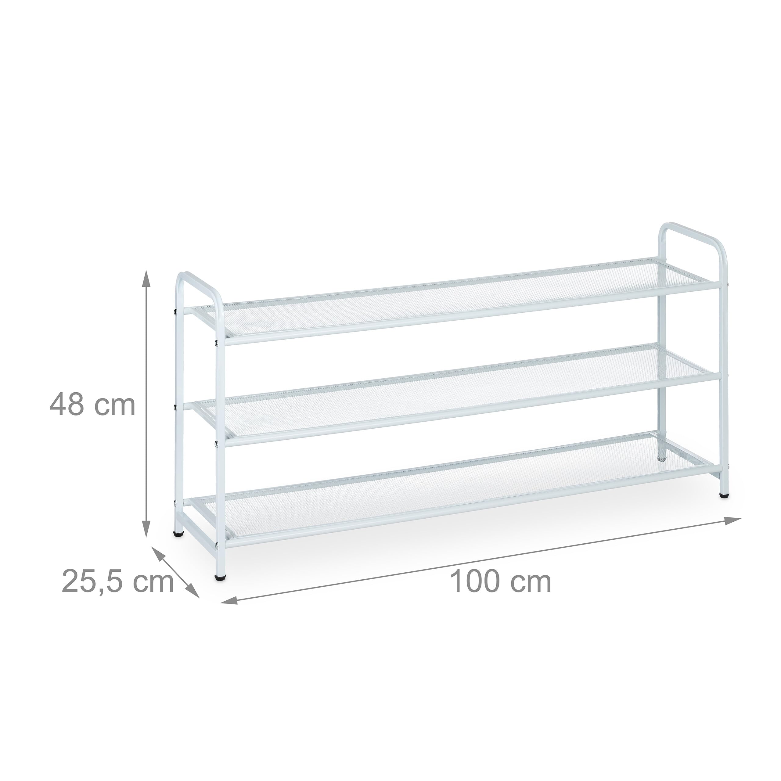 Scarpiera a 3 Ripiani, Scaffale Slim Hxlxp: 48 X 60 X 25 Cm, Portascarpe Salvasp