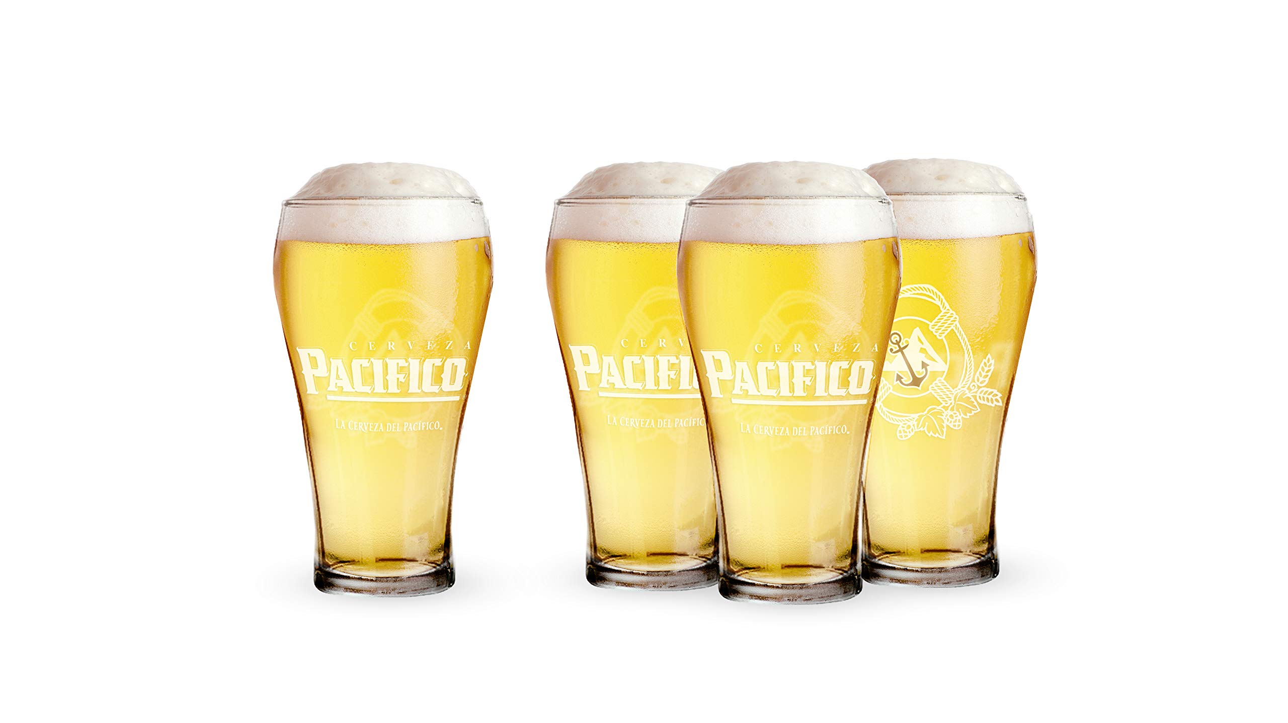 Pacifico Tulip Pint Glass - Set of 4, 16 Ounces Each, Dishwasher Safe, Nucleated