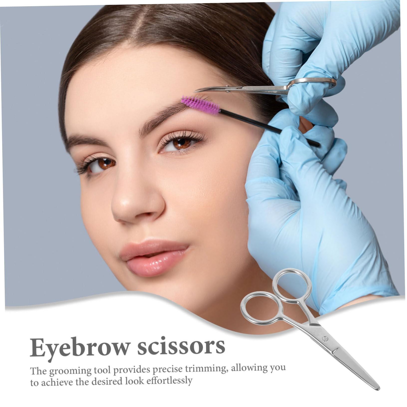 Mikinona Professional Eyebrow Scissors Set 2pcs Round Head Scissors for Nose Eyebrows Stainless Steel Compact Ideal for Grooming