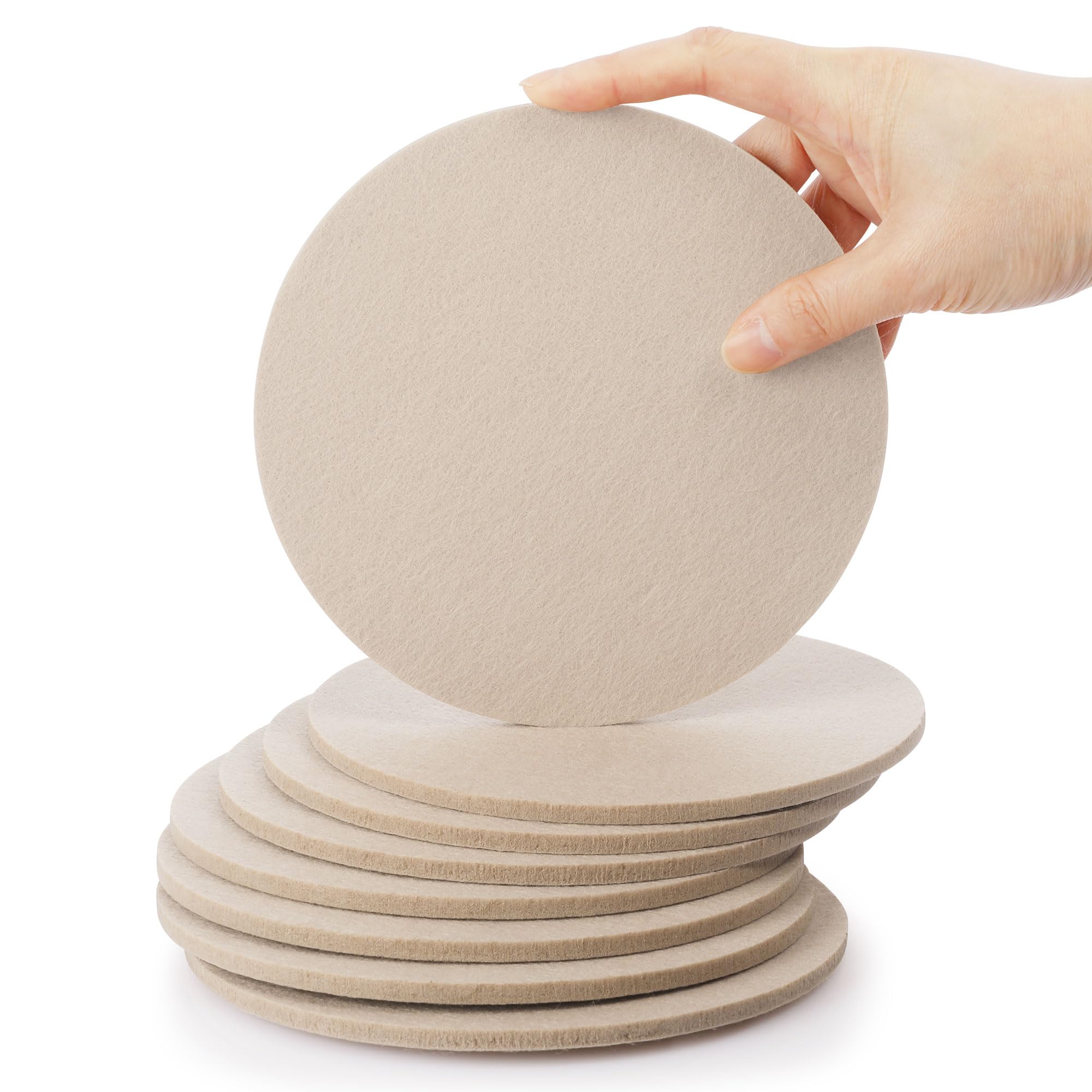 SOSMAR 8 Felt Coasters Plant Coaster Felt Mat for Pots/Glasses/Vases, Plant Pot Mat for Gardening, Indoor, Table Protector Table Mats 15cm/ Beige