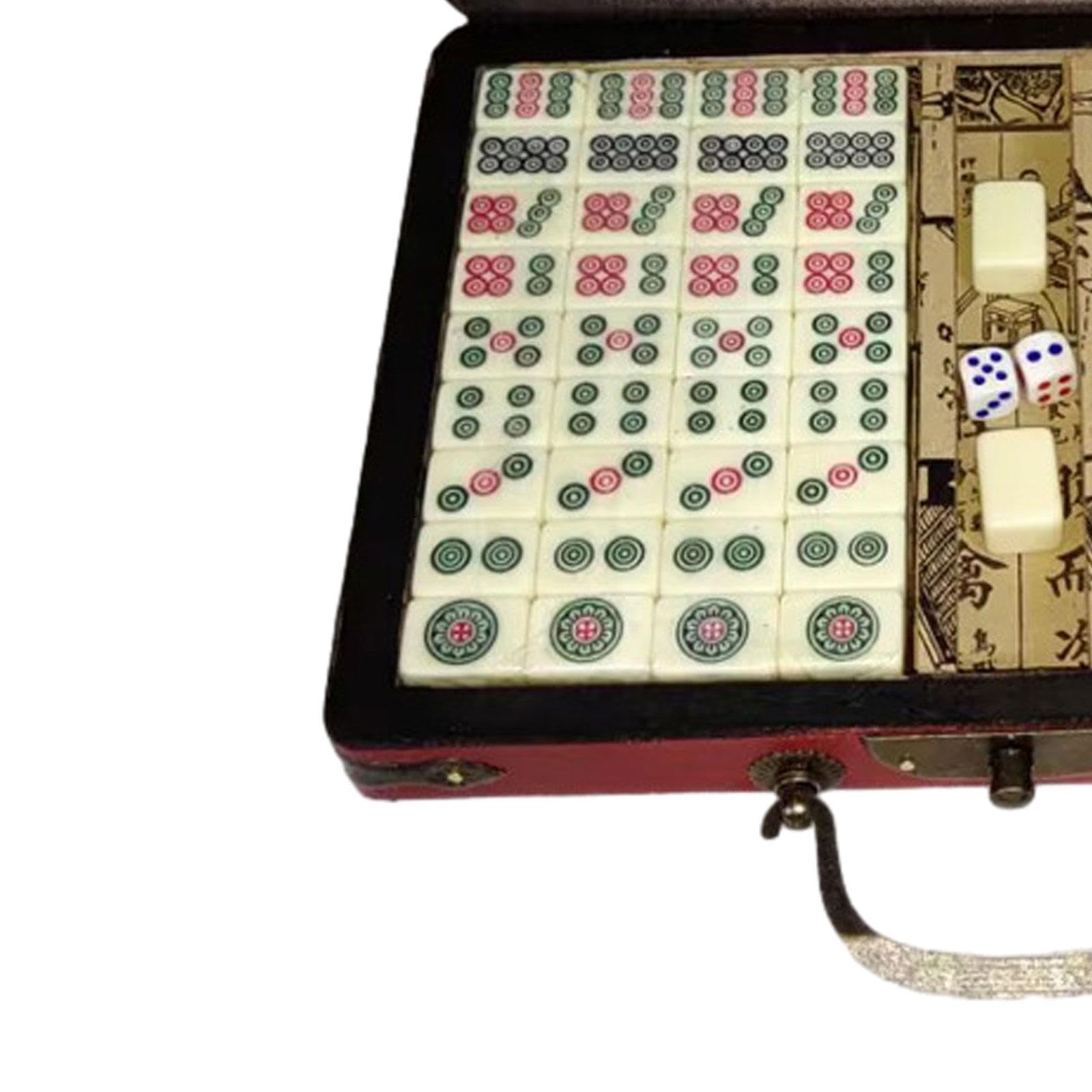 Klassisches Chinesisches Mahjong für Erwachsene – Tragbares Mini Mahjong mit Tragetasche für Partys, Familienfeiern Und Reisen, 22,5 cm x 16 cm x 4,5 cm