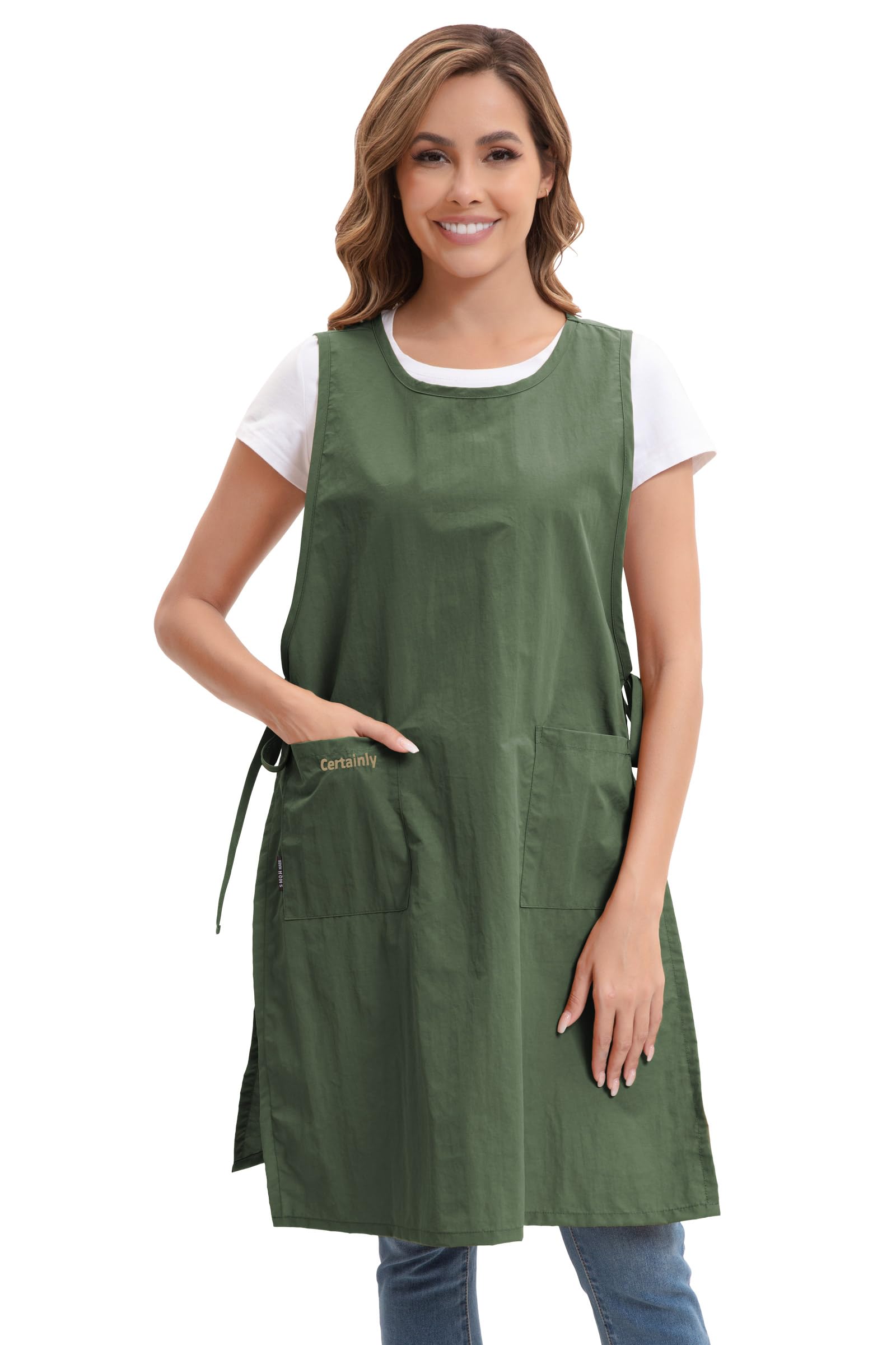 Nanxson Delantal de Cocina Ajustable para Mujer con Bolsillo Delantal Suelto Delantales de Chef para Casa, Cocina, Restaurante, Cafetería