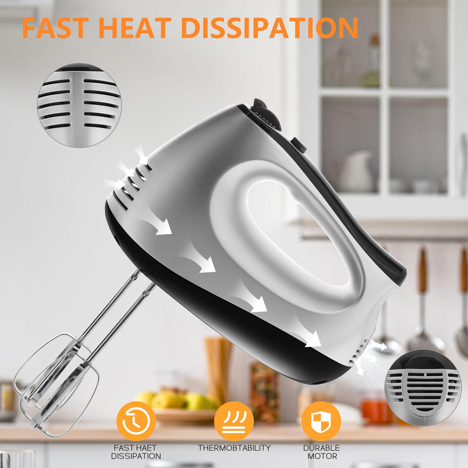 Sbattitore Elettrico 500W Con 5 Velocità E Turbo – 9 Accessori In Acciaio Inox, Ideale Per Montare Uova, Impasti, Pane E Dolci