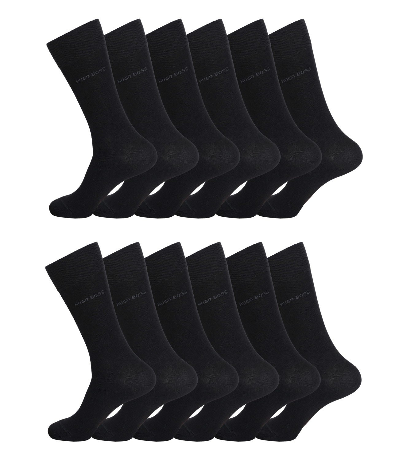 Hugo Boss Herren Socken Strümpfe Business Allround RS Uni 50388437 12 Paar, Farbe:Schwarz, Größe:43-46, Artikel:-001 black_A