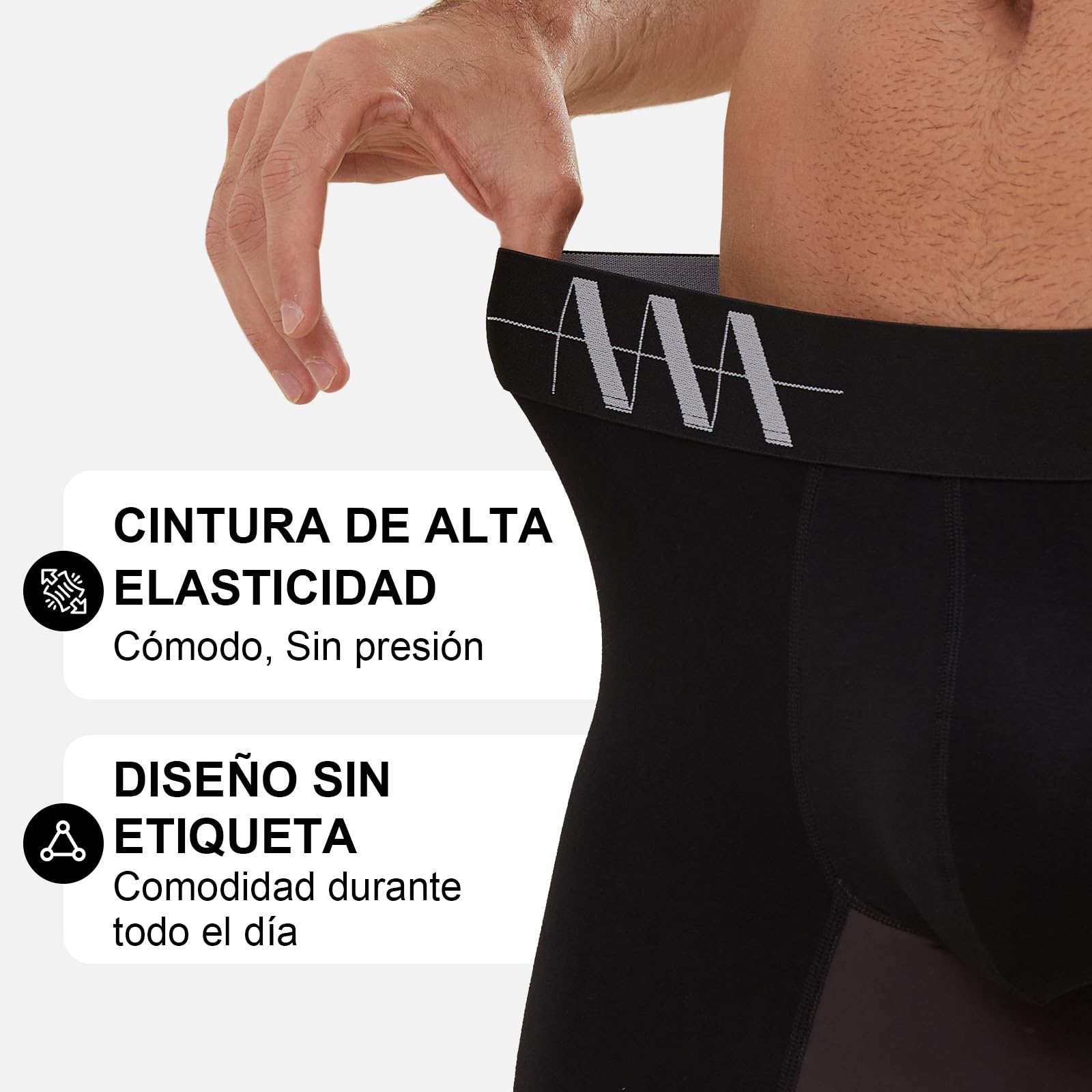 ZAKASA Calzoncillos Hombre Boxer Bambu: Bóxer Pierna Largos Hombres Ropa Interior Anti Rozaduras Transpirable Cómoda Sin Etiqueta Pack de 4