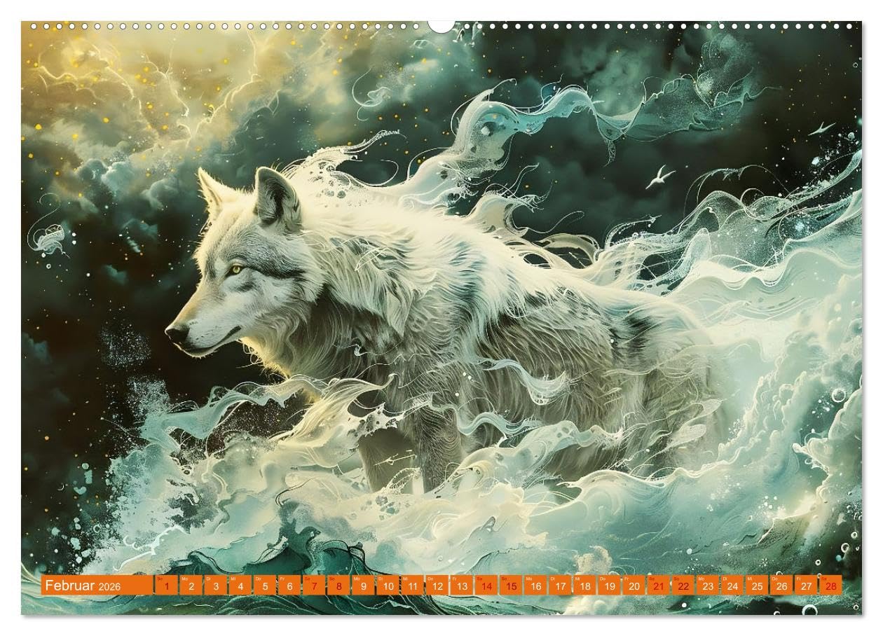 Von Füchsen und Wölfen (hochwertiger Premium Wandkalender 2026 DIN A2 quer), Kunstdruck in Hochglanz: Die Wächter uralter Geheimnisse (CALVENDO Tiere)