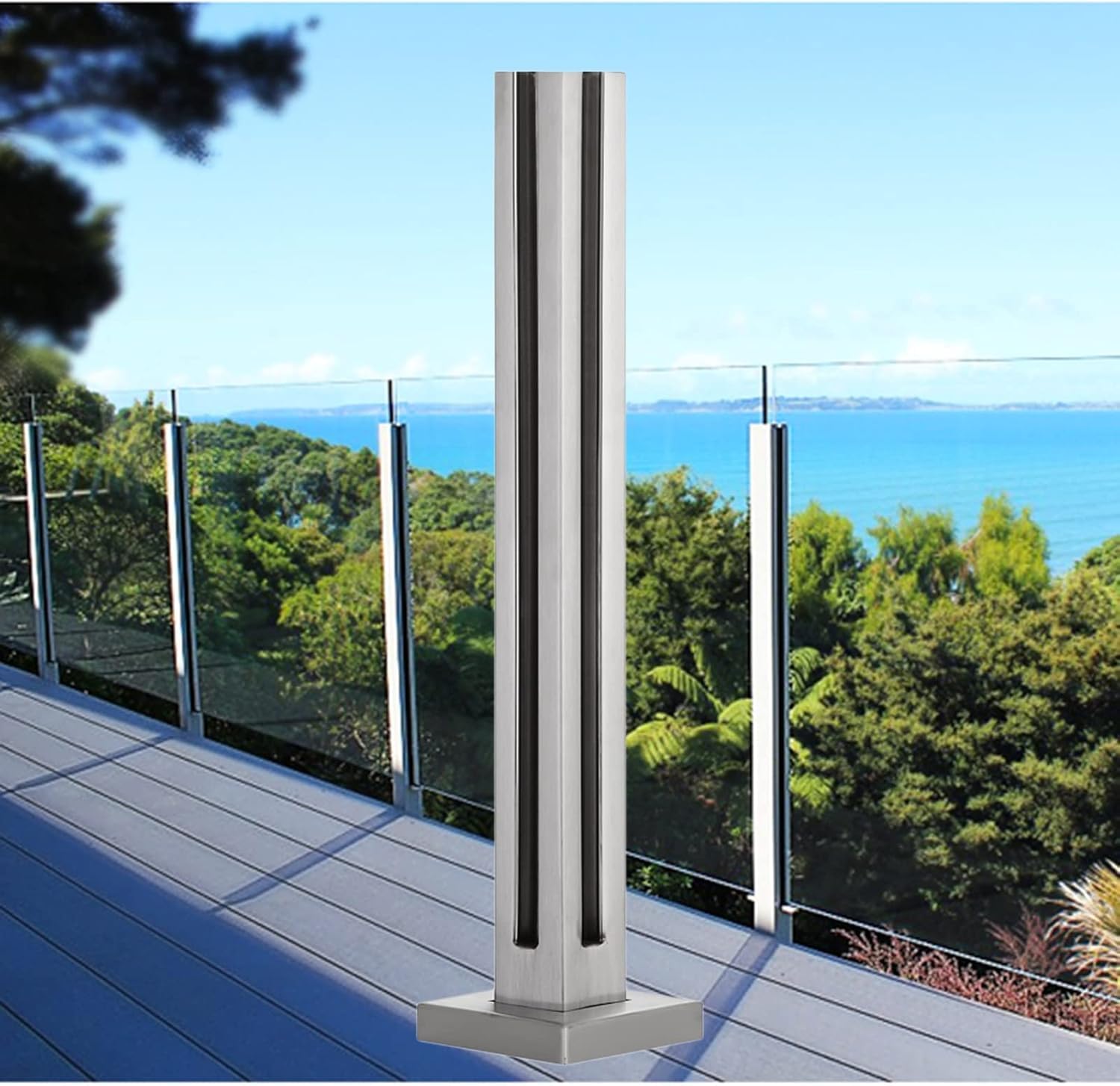 Poteau de balustrade en verre pour sécuriser un angle de balcon de 105cm
