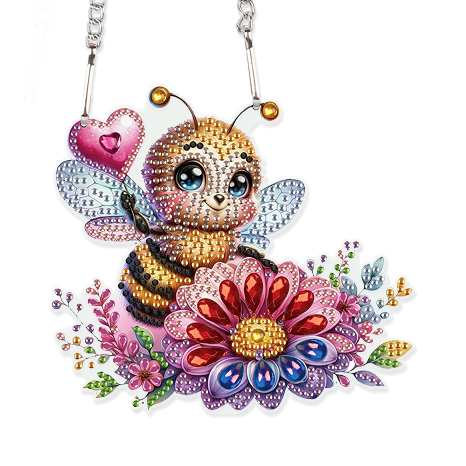 AiYuanzsh Diamond Art Hanging Kits for Adults, Bee Flower Special Shaped Crystal Diamond Painting Acrylic Ornament, DIY Diamond Art Window Suncatcher Pendant for Home Wall Decor Gift