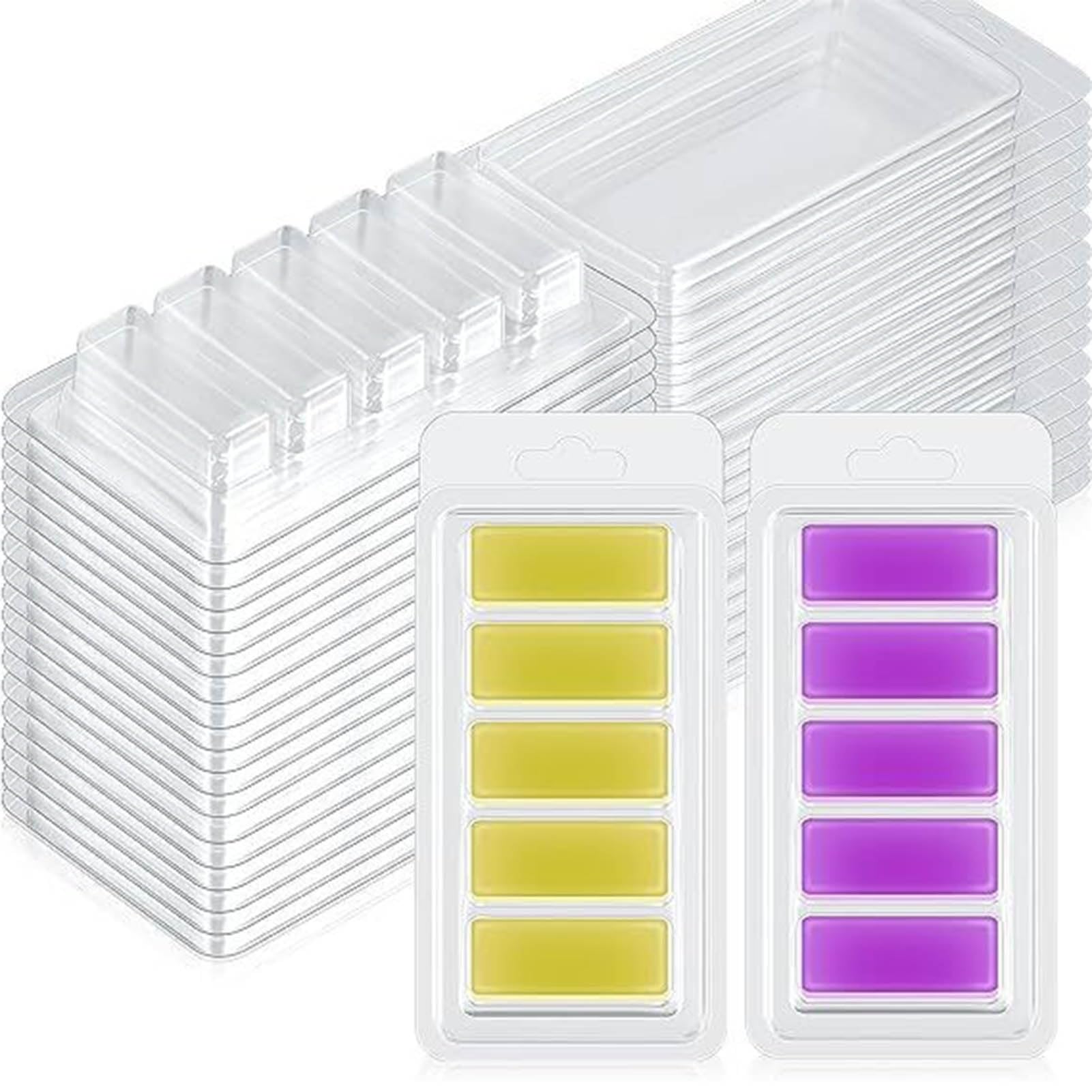 100 Clear PET Wax Melting Molds for DIY Candle Making, Reusable Flip Lid, Versatile Processing, Large Quantity for Wax Melting, Non-Stop Candles