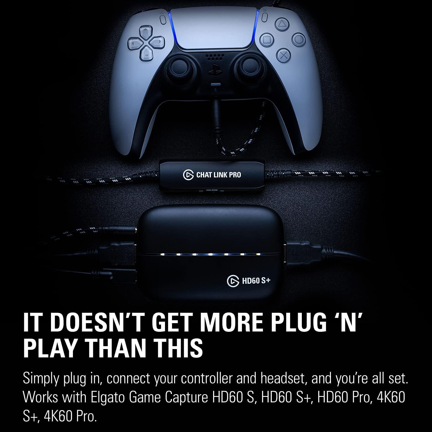 Elgato Chat Link Pro - Adapter audio, do PS5, PS4, Nintendo Switch, przechwytywanie czatu głosowego, dźwięku fabuły, bardzo długi przewód
